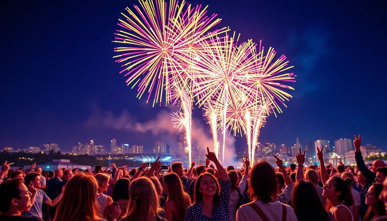 Experience wholesale fireworks in a festive atmosphere with brilliant colors lighting up the night sky.