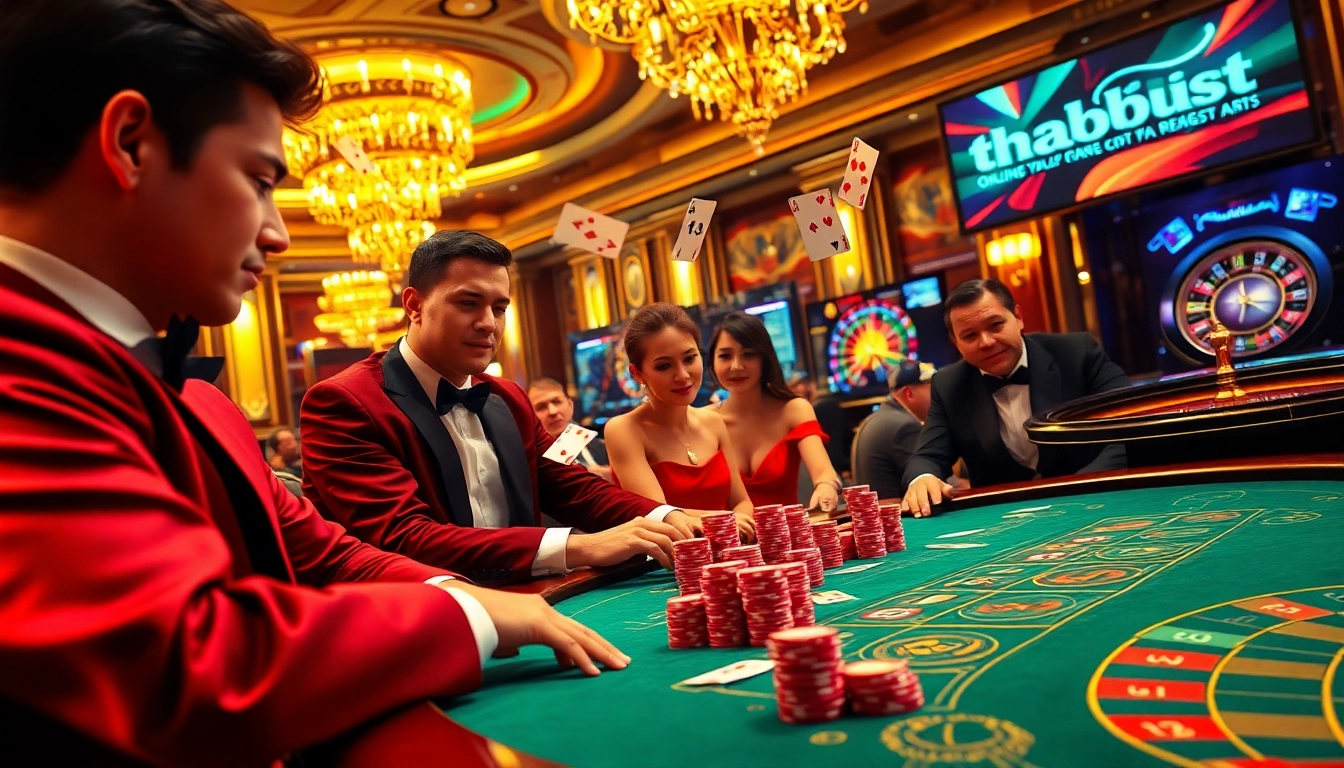 Engage with thrilling gameplay at the casino with the thabet link showcased on a screen, highlighting the excitement of poker.