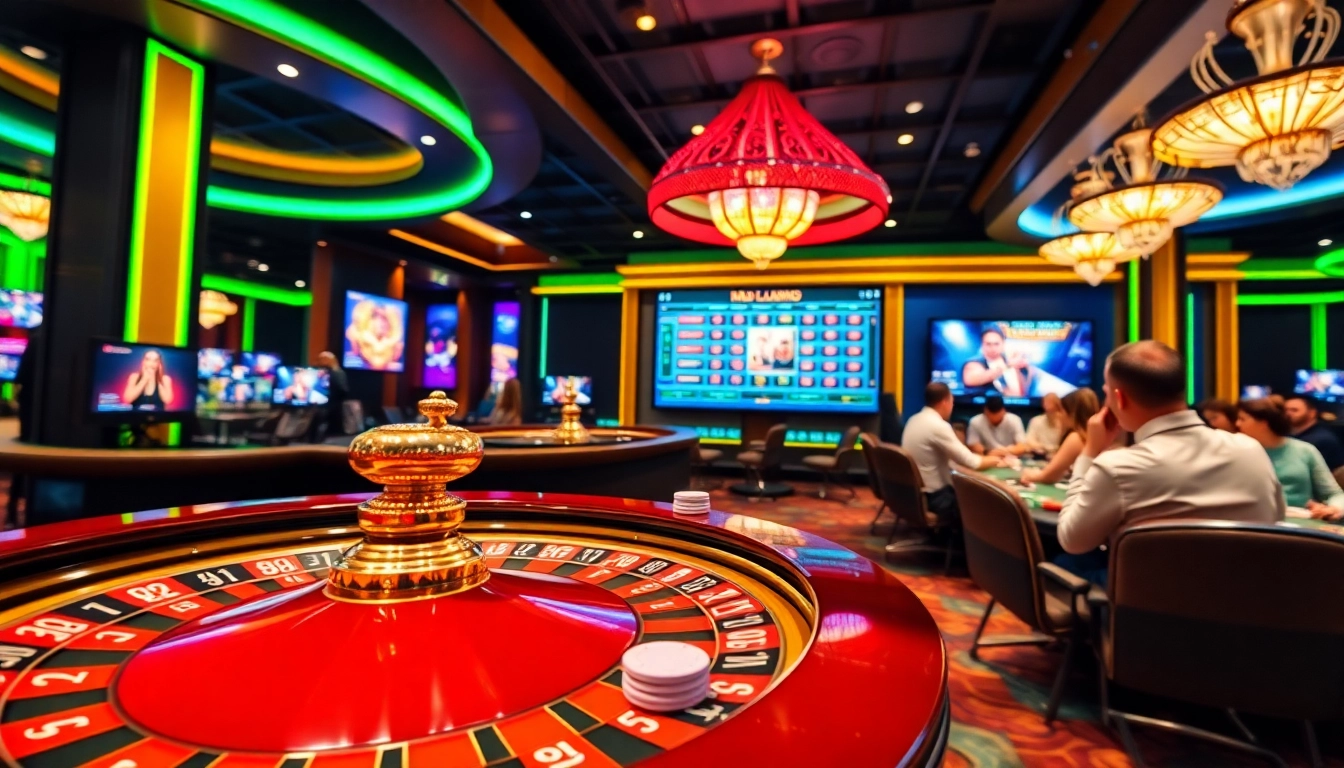 Engaging image showcasing RR88 Đăng nhập with casino elements like roulette wheels and poker chips.