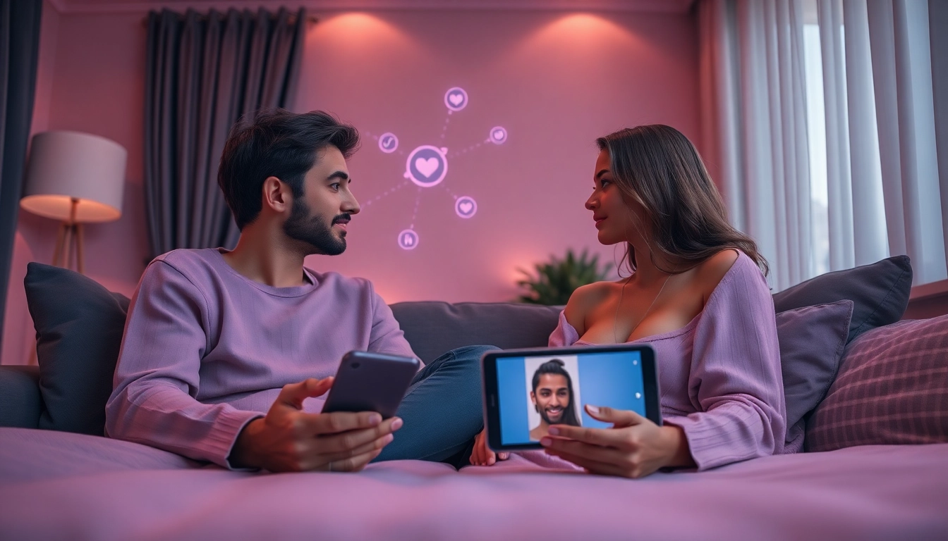 Experience engaging ai sex chat interactions with AI characters in a modern, cozy setting.