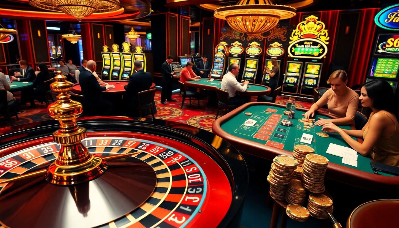 Excited gamblers place bets at an 's8' themed roulette table in a luxurious casino.