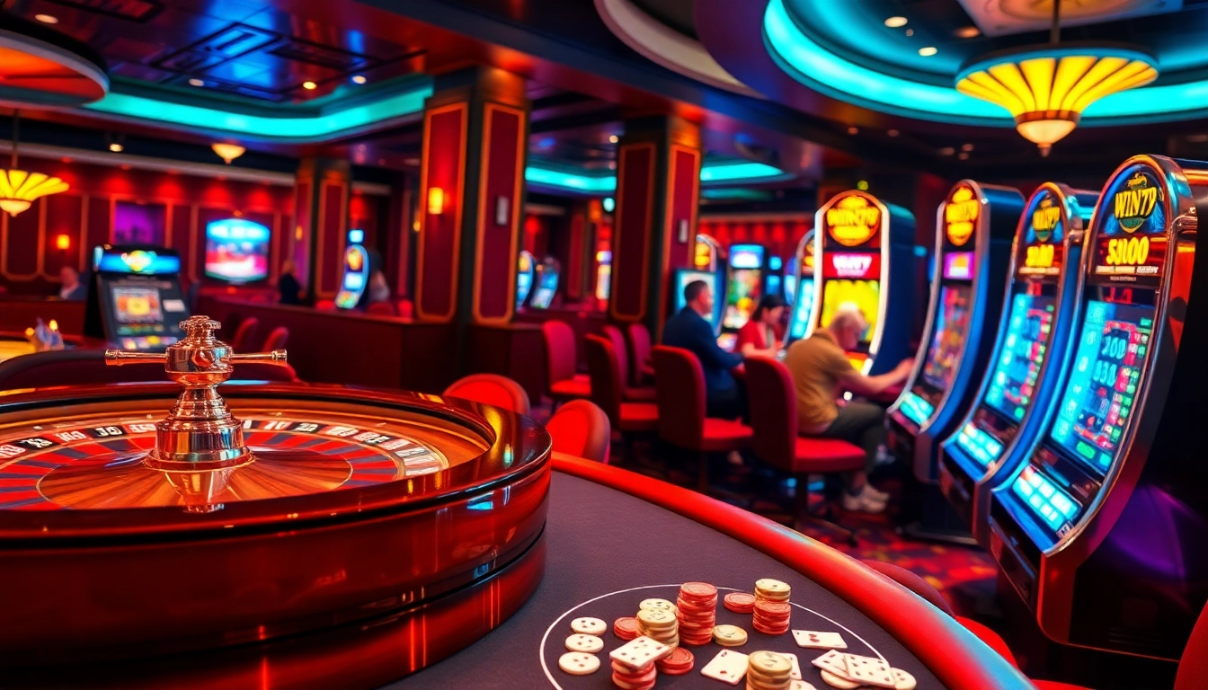 Win79 players at an upscale casino enjoying thrilling gaming experiences.