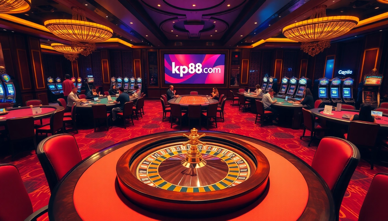 Winning at kp88 com with thrilling casino scenes of roulette and poker excitement.