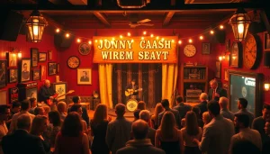 Enjoying a joyful celebration at johnnycashbirthday.com, featuring live music and festive decor.