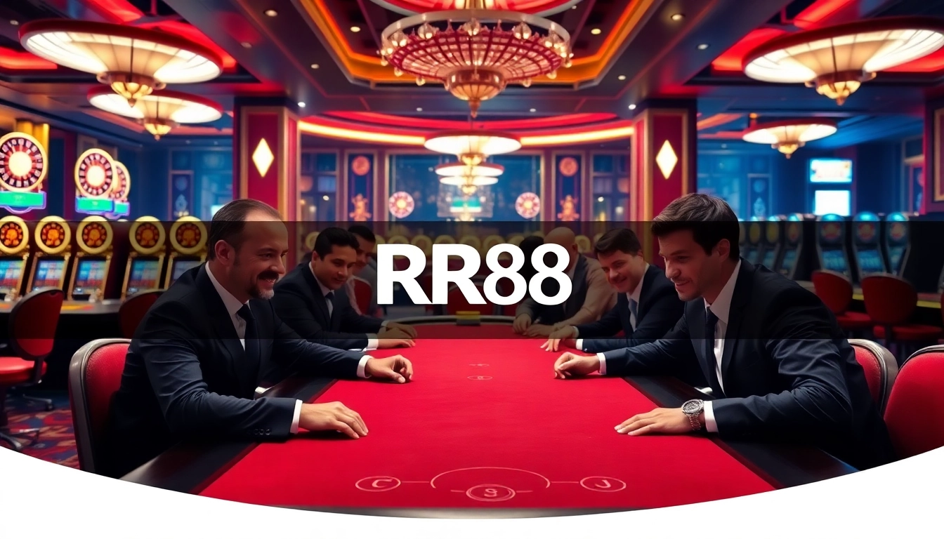 A thrilling poker game at RR88 casino with players enjoying their bets, capturing the essence of excitement.