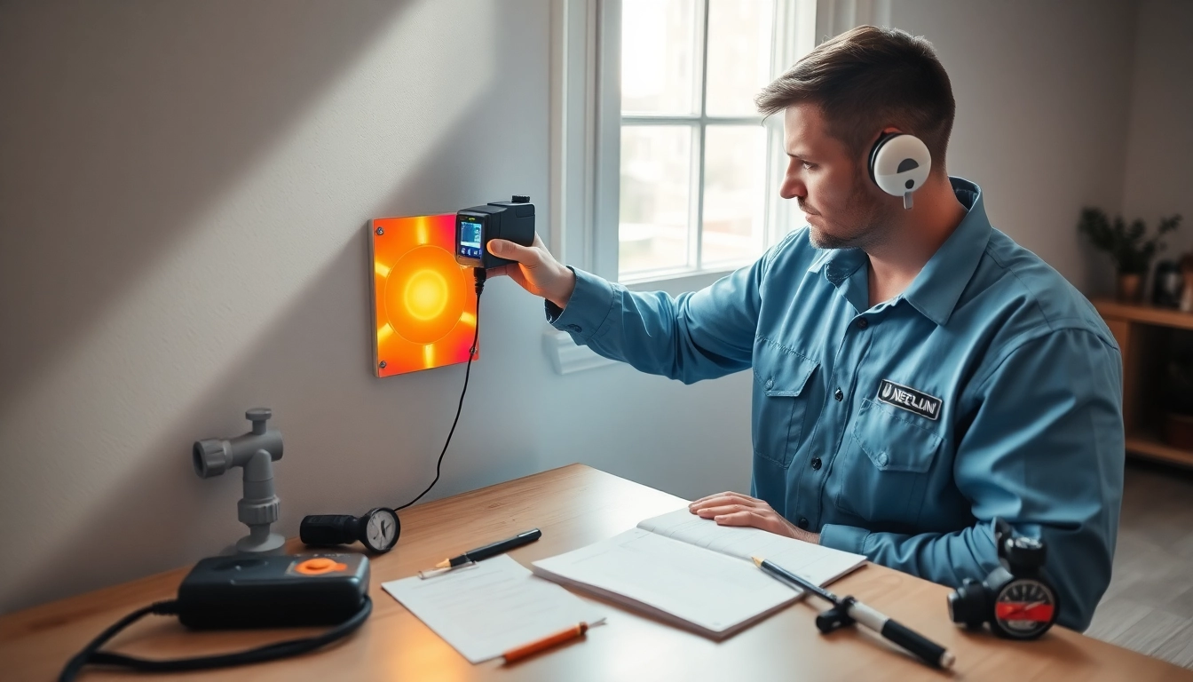 Professional leak detection in action with thermal imaging technology for water leak detection.