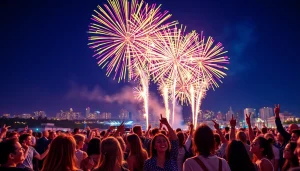 Experience wholesale fireworks in a festive atmosphere with brilliant colors lighting up the night sky.