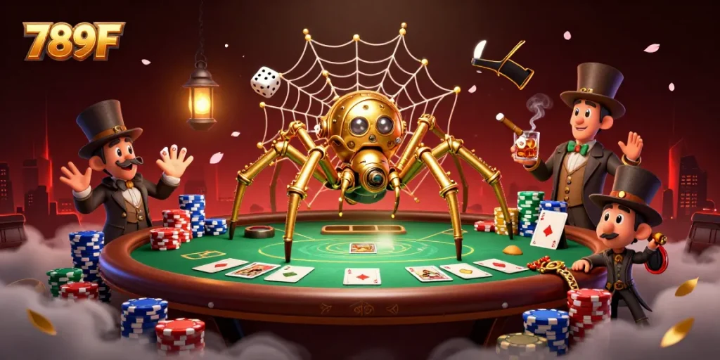 Experience thrilling wins at 789F with a steampunk twist in a vibrant casino scene.
