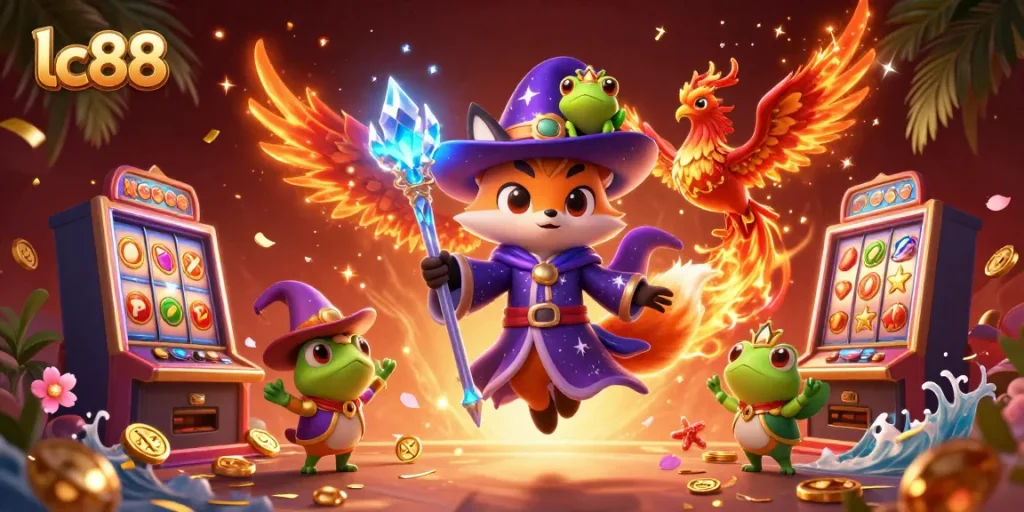 Play thrilling slots with lc88's captivating characters and vibrant casino elements.