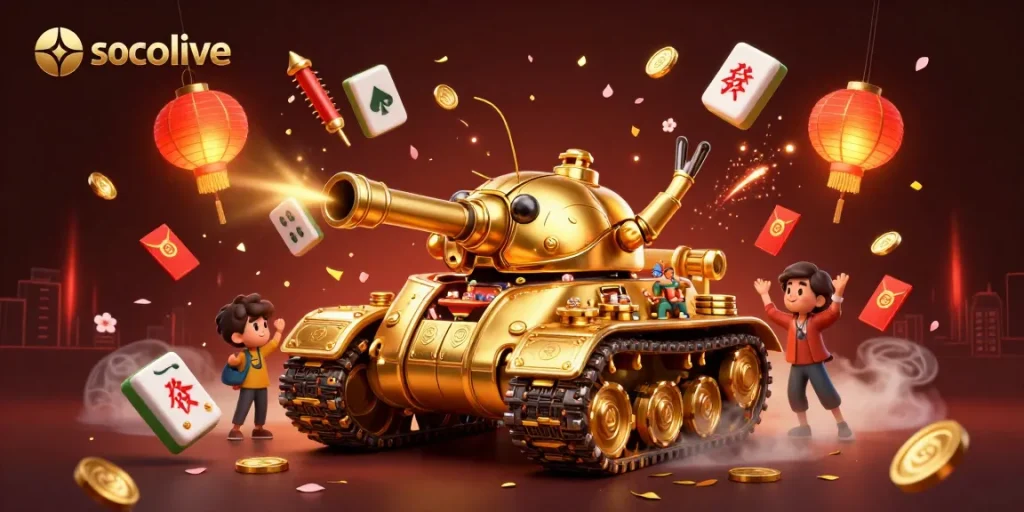 Socolive enhances online football watching with a lively illustration of a vibrant digital casino scene.